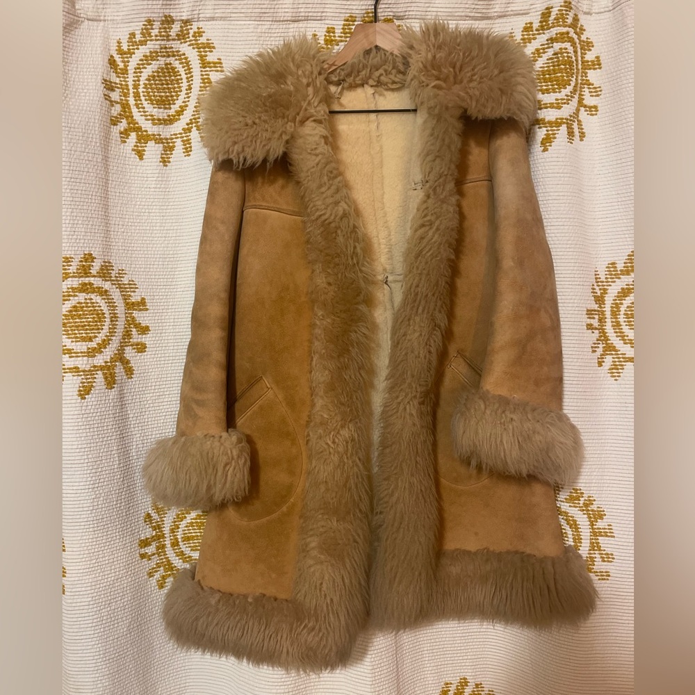Vintage Junkie Inc genuine leather suede shearling jacket